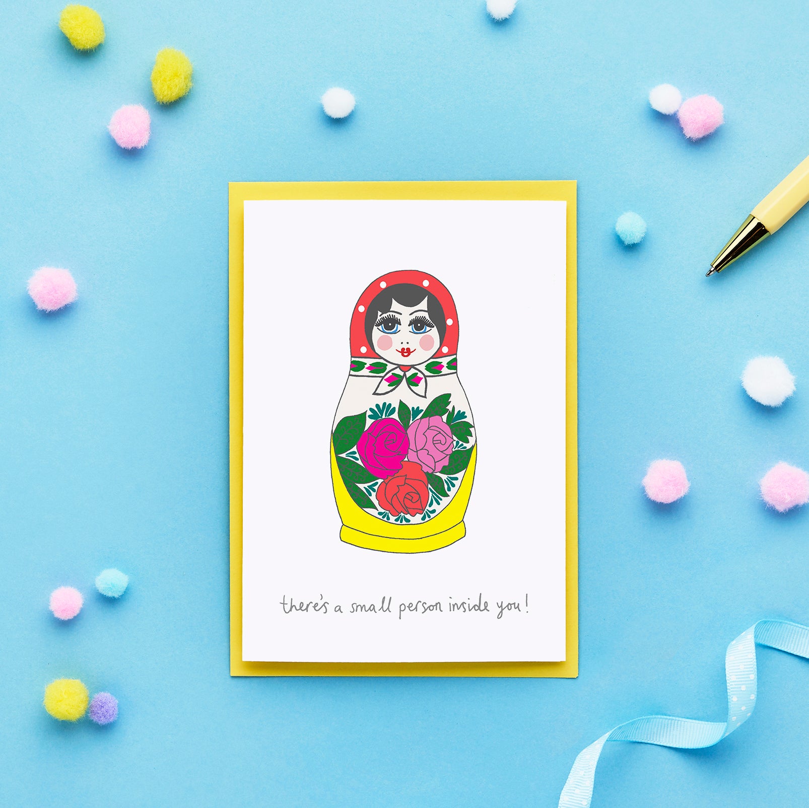 Funny Pregnancy Card Featuring a Russian Doll