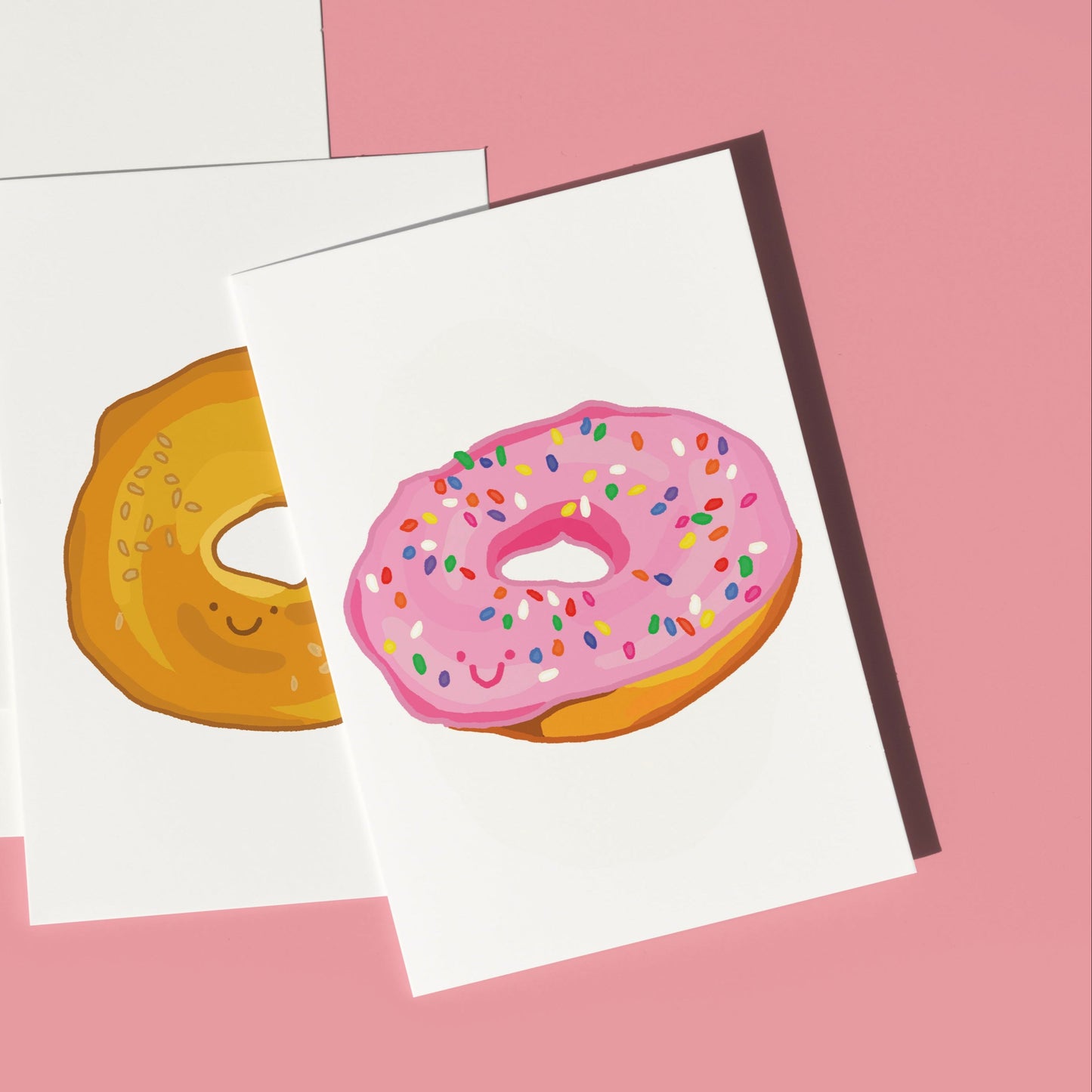 Mini Greeting Card Featuring a Smiley Donut