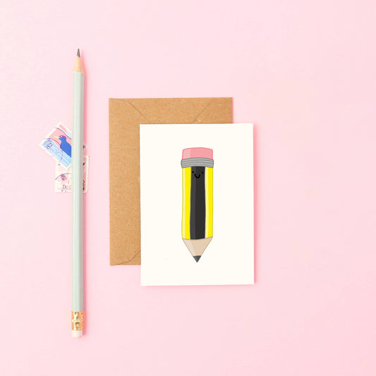 Cute Pencil Mini Greeting Card | Back To School Card