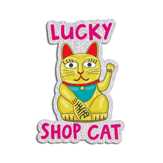 Lucky Shop Cat | Lucky Cat Holographic Glitter Sticker