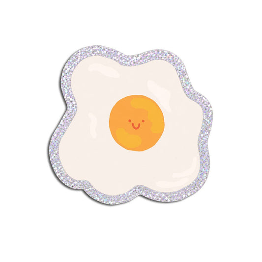 Fried Egg | Food Holographic Glitter Die-Cut Sticker
