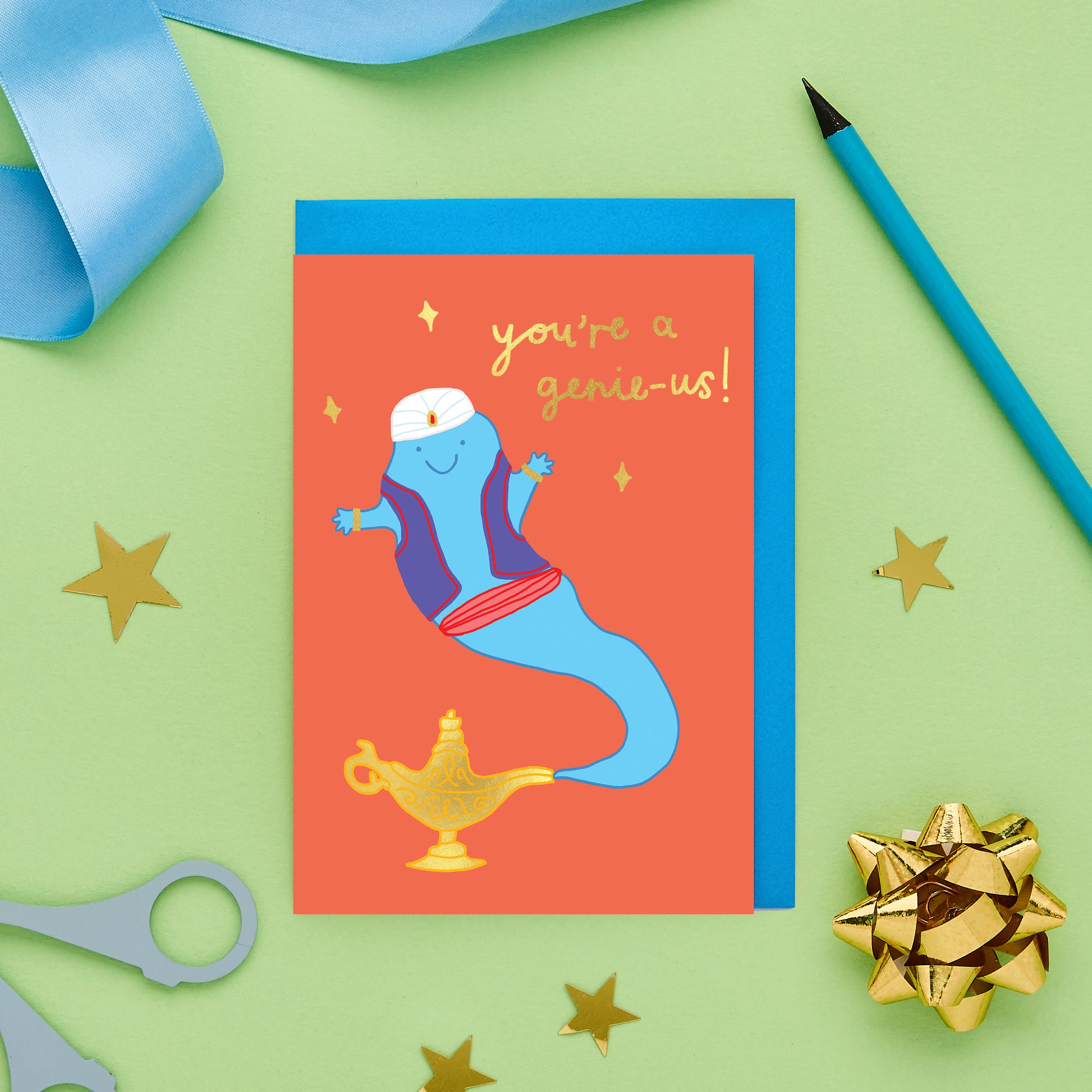 Well Done Card Featuring a Genie in a Lamp