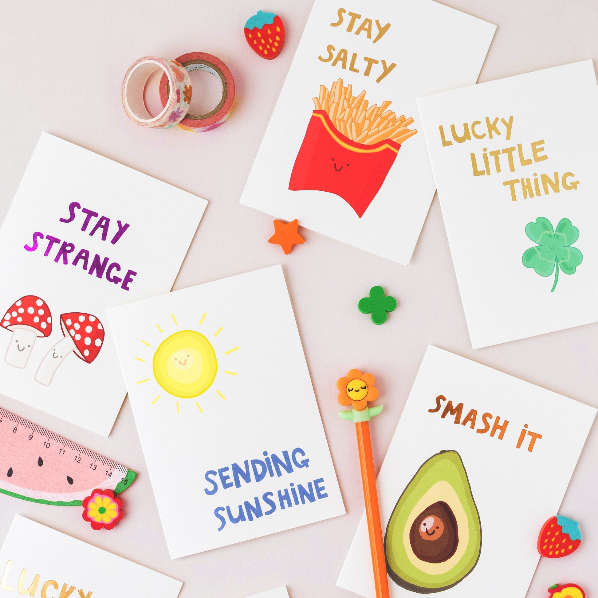 Group of hand drawn greeting cards from You've Got Pen On Your Face