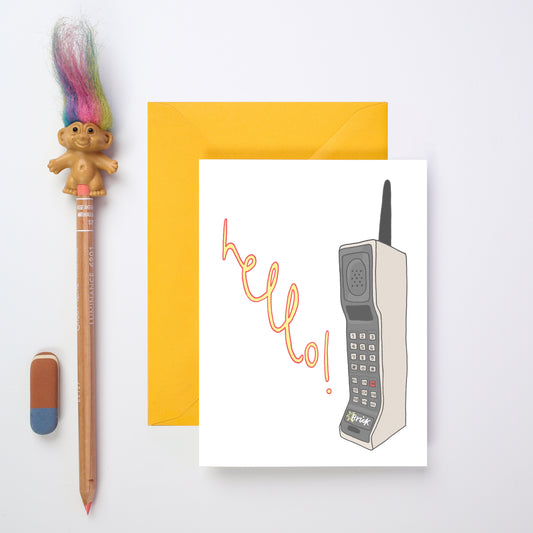 A Hello! Retro Brick Phone Greeting Card from You've Got Pen on Your Face.