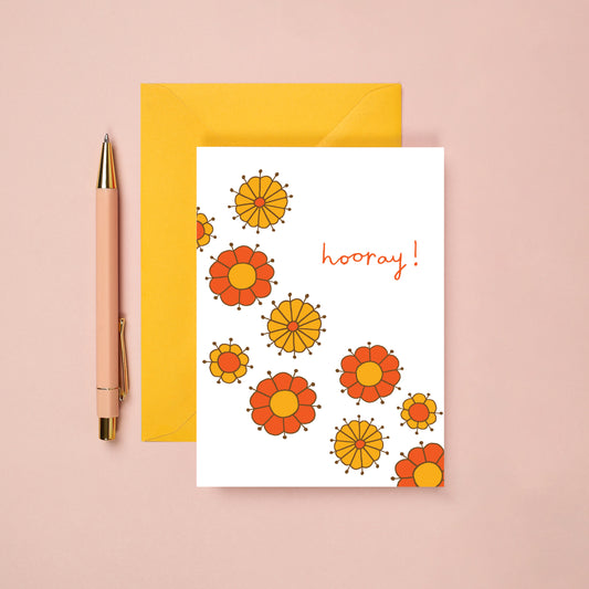A Floral Hooray Greeting Card from You've Got Pen on Your Face.