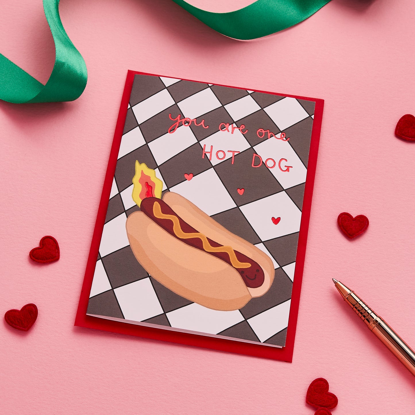 Funny Valentine's Day Card Featuring A Hot Dog