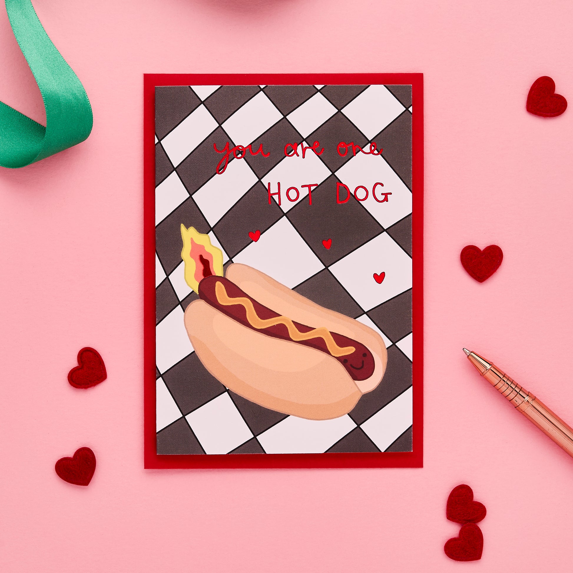 Funny Anniversary Day Card Featuring A Hot Dog