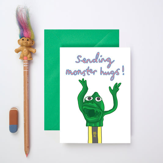 A Sending Monster Hugs Card from You've Got Pen on Your Face.