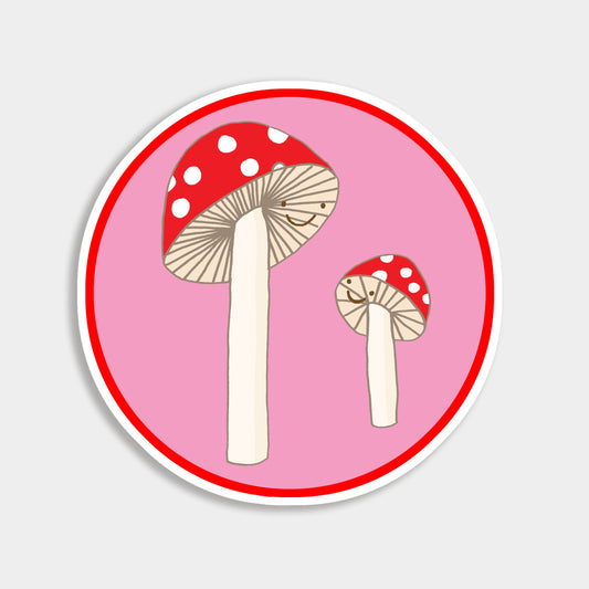 Mama and baby fly agaric mushrooms vinyl sticker