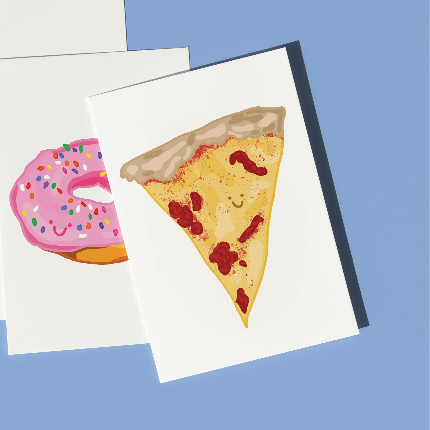 Mini Greeting Card Featuring a Smiley Pizza