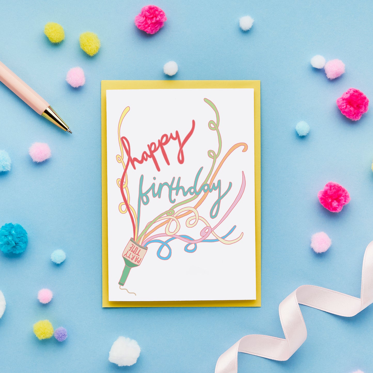 Happy Birthday Card Featuring an Illustration of a Party Popper