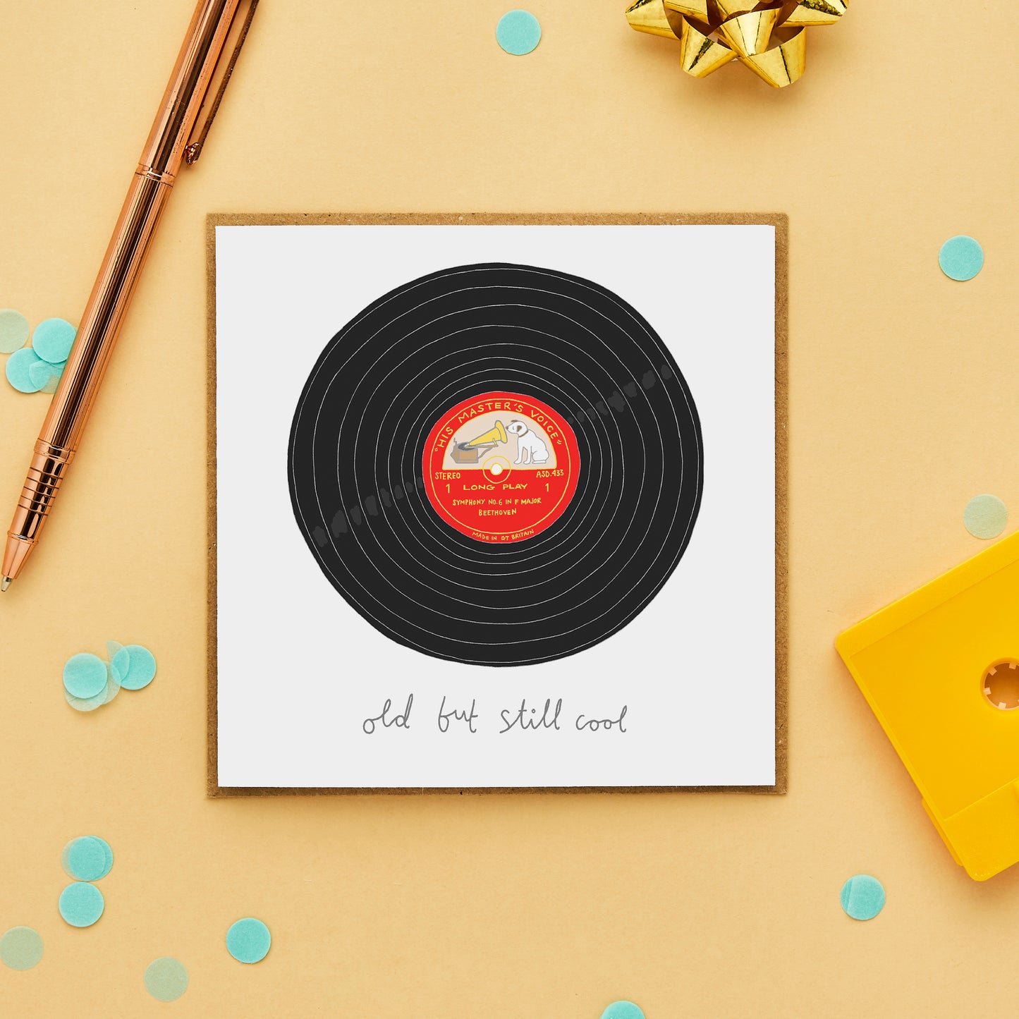 A Funny Birthday Card Featuring A Hand Drawn Illustration Of A Vinyl Record