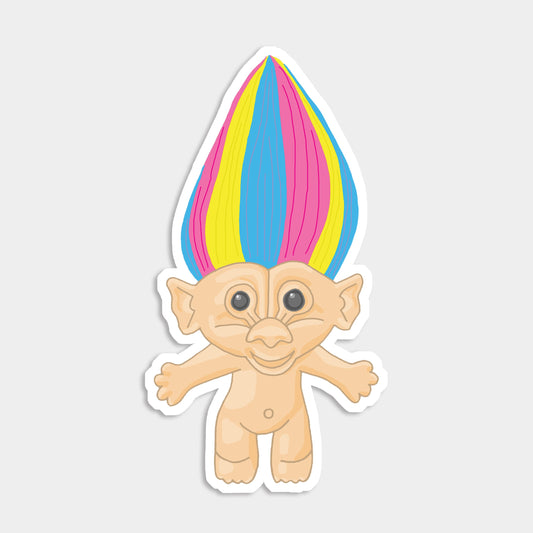 Cute rainbow-haired troll vinyl sticker