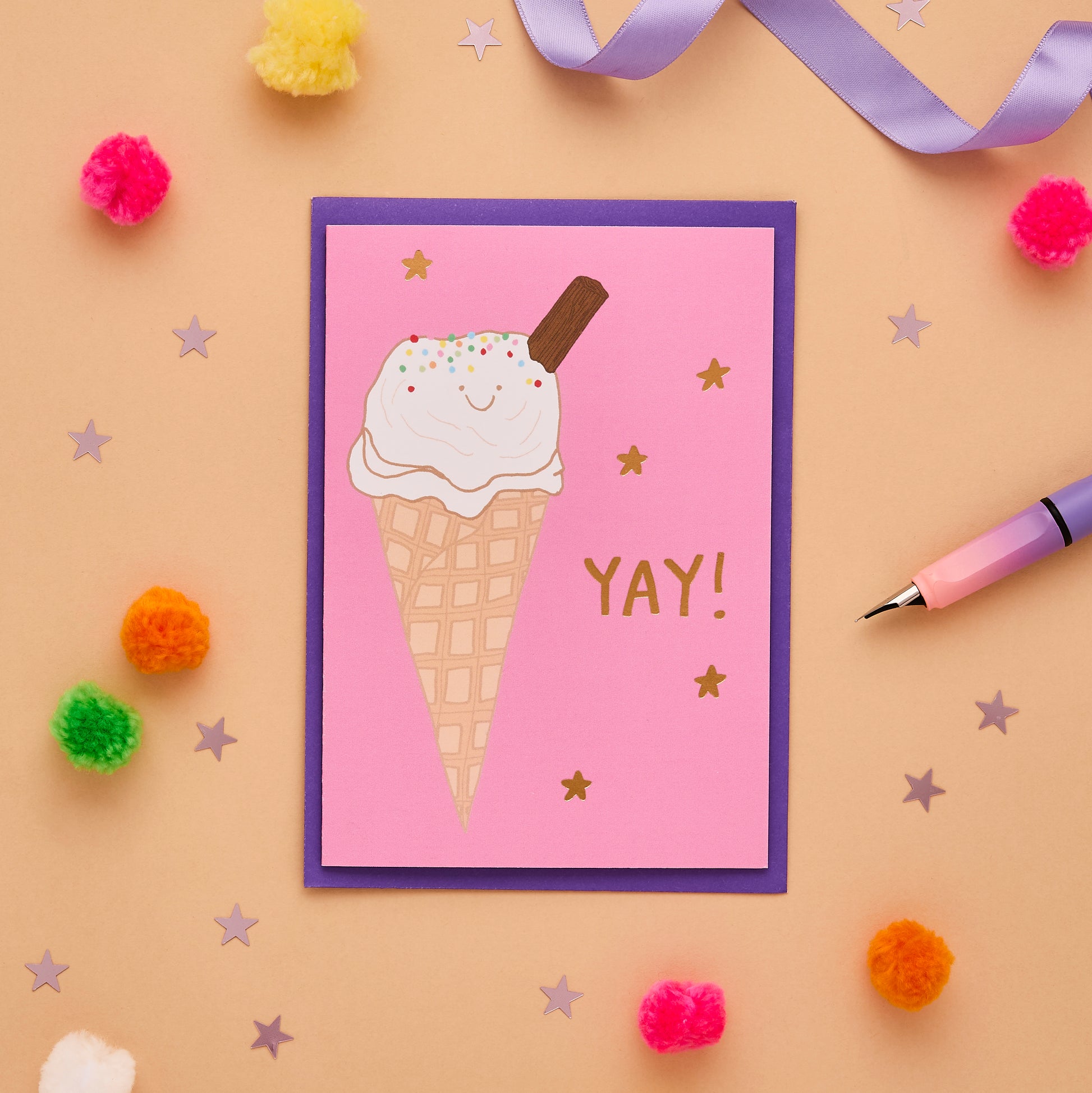 A Celebration Card Featuring An Ice Cream