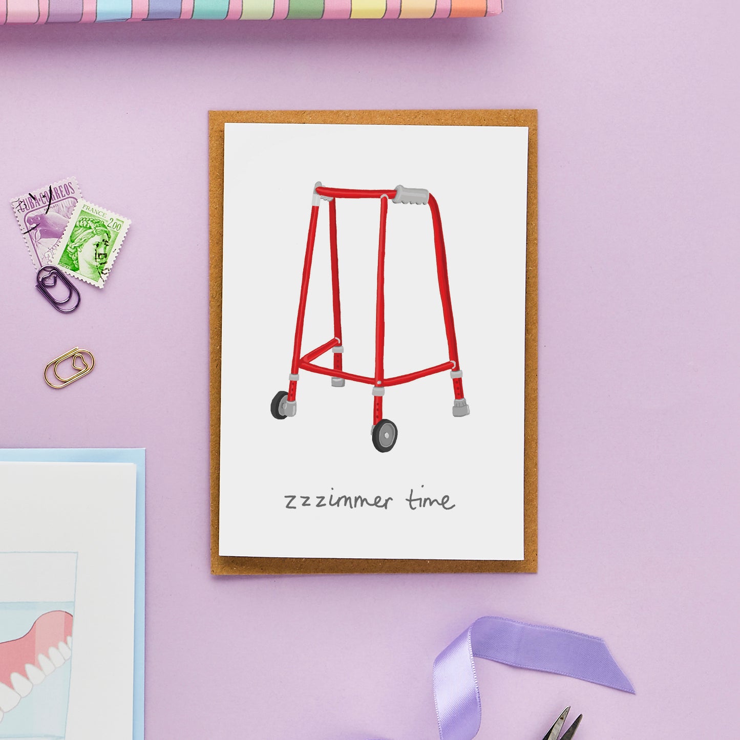 Funny Birthday Card Featuring a Zimmer Frame