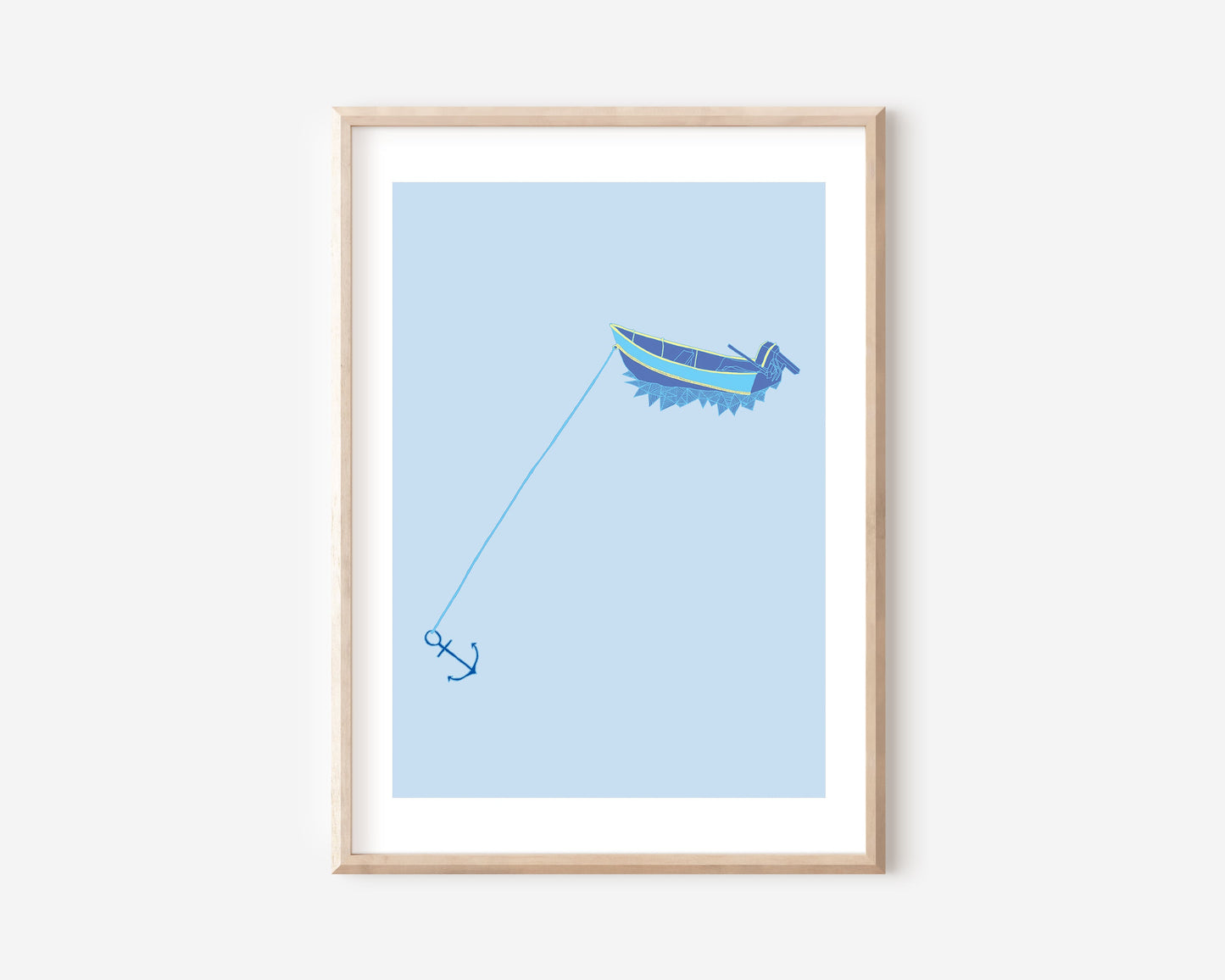 An A3 print with a boat illustration