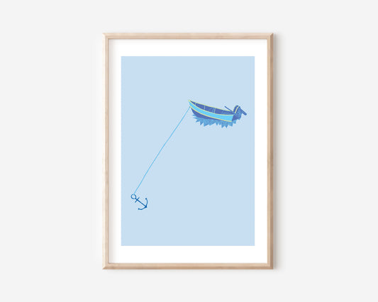 An A3 print with a boat illustration