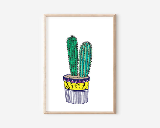 An A3 print with a cactus illustration