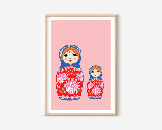 An A4 print with a russian nesting doll illustration