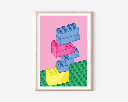 An A4 print with a lego illustration