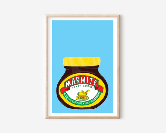 An A4 print with a Marmite illustration