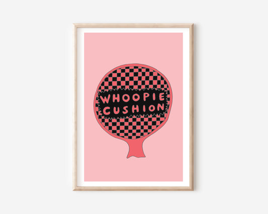 An A4 print with a whoopee cushion illustration
