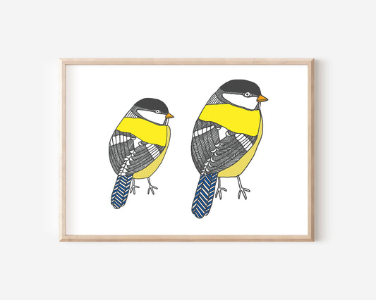 An A4 print with a bird illustration