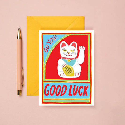 Good Luck Cat Greeting Card from You've Got Pen on Your Face.