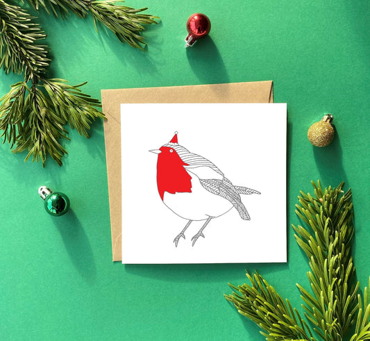 A Robin in a Christmas Hat Card from You've Got Pen on Your Face.