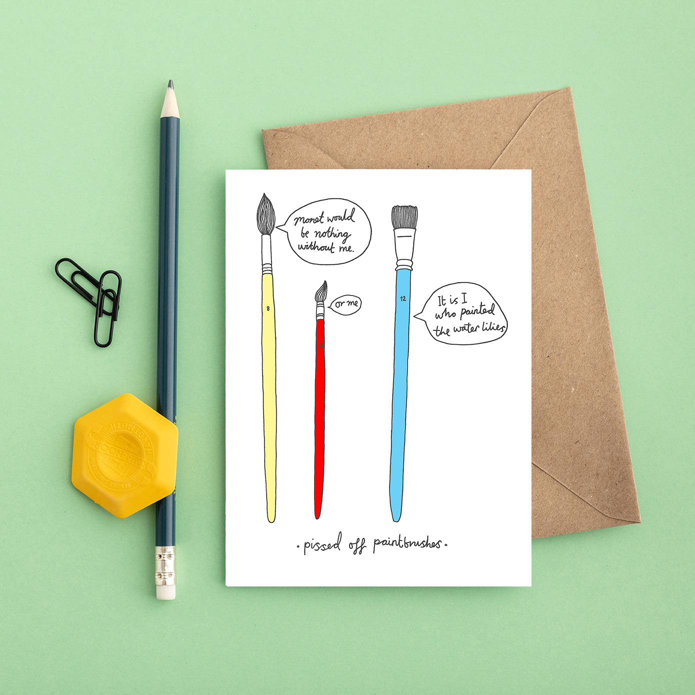 A Paintbrushes Greeting Card from You've Got Pen on Your Face.