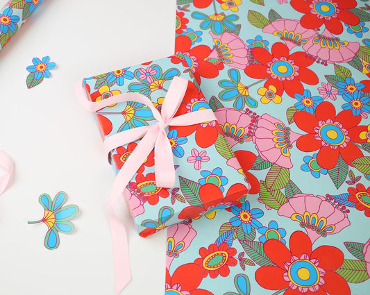 Groovy Floral Gift Wrap from You've Got Pen on Your Face.