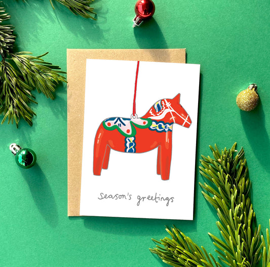 A Dala Horse Christmas Card from You've Got Pen on Your Face.