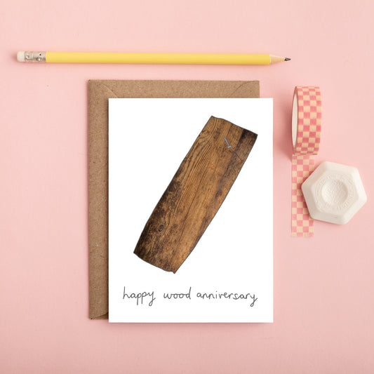 A Wood Wedding Anniversary Card from You've Got Pen on Your Face.
