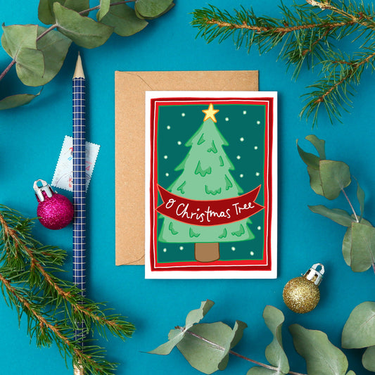 This mini card features a Christmas tree.